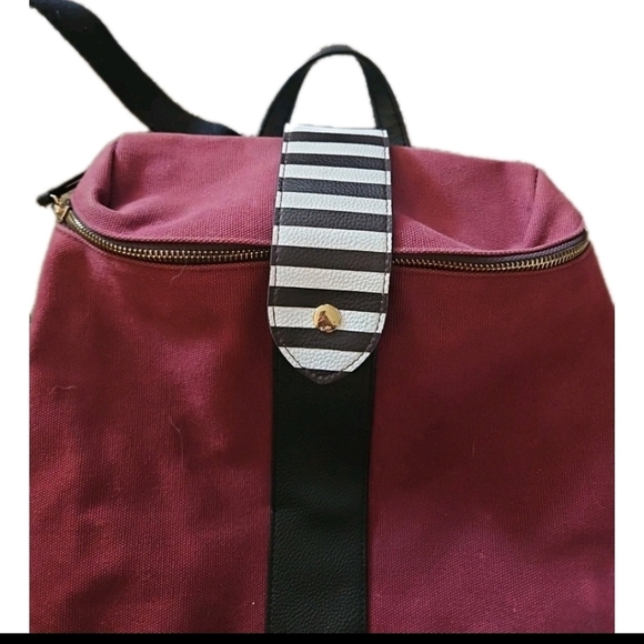 Henri Bendel Limited Edition Convertible Canvas & Leather Burgundy Backpack main image 6